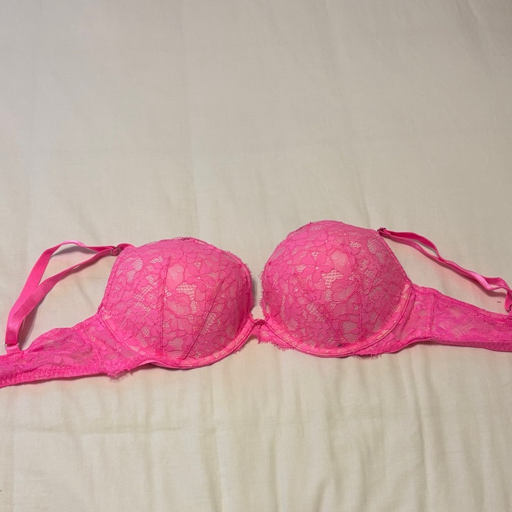 Victoria Secrets Hot Pink Lace Push up bra